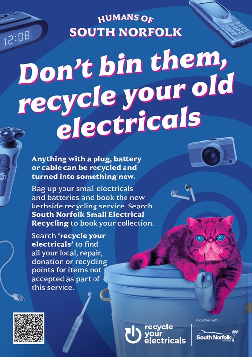 Poster for electricals collection and recycling in South Norfolk 